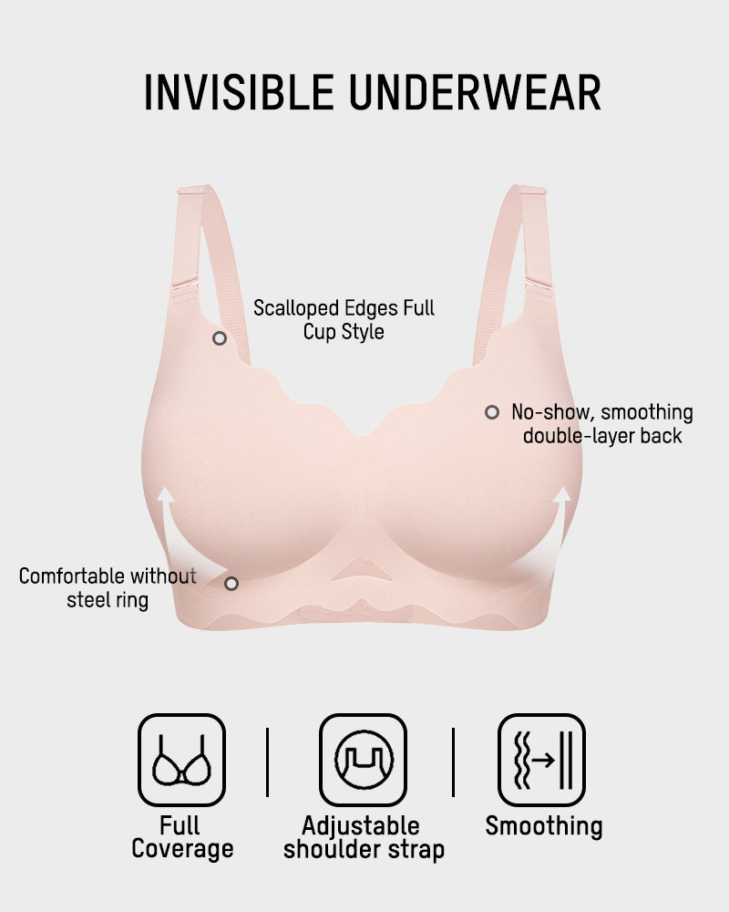 Seamless Wireless Scalloped Edge Jelly Bra: Invisible Comfort, Lift, and Support