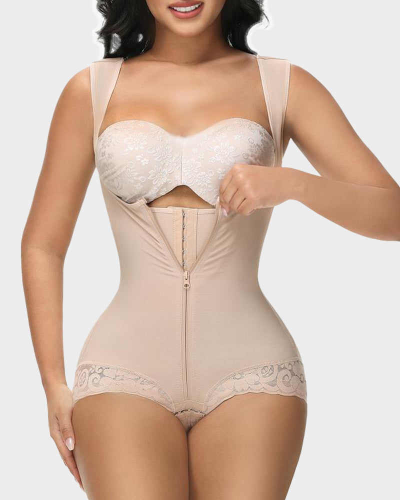 Seamless Zip-Front Full Body Corset Shaper: Tummy Control, Butt Lift, Posture Support