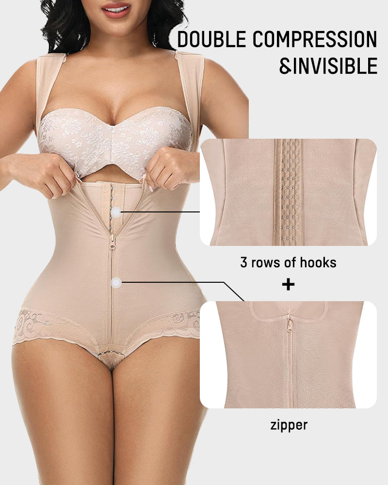 Seamless Zip-Front Full Body Corset Shaper: Tummy Control, Butt Lift, Posture Support