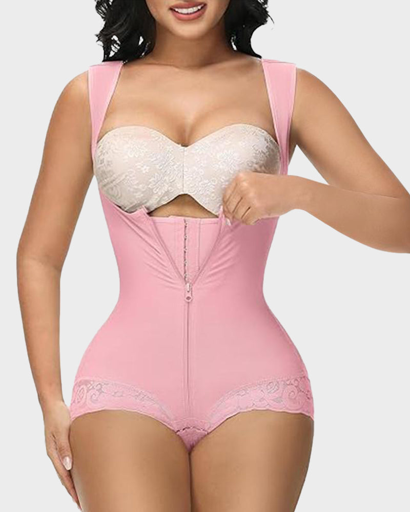 Seamless Zip-Front Full Body Corset Shaper: Tummy Control, Butt Lift, Posture Support