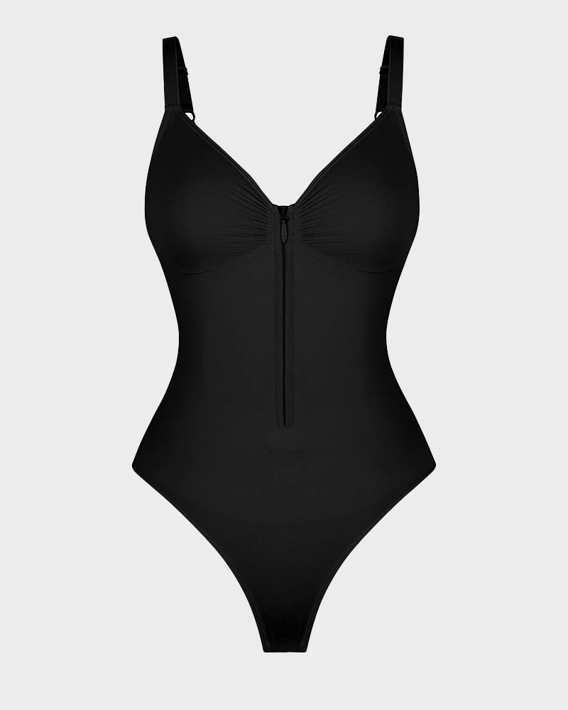 Seamless Zipper Front Thong Bodysuit: Sculpting, Breathable, All-Day Comfort Shapewear