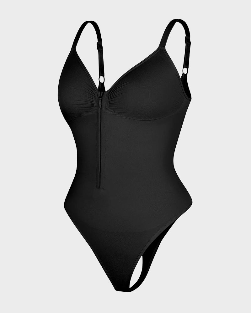 Seamless Zipper Front Thong Bodysuit: Sculpting, Breathable, All-Day Comfort Shapewear