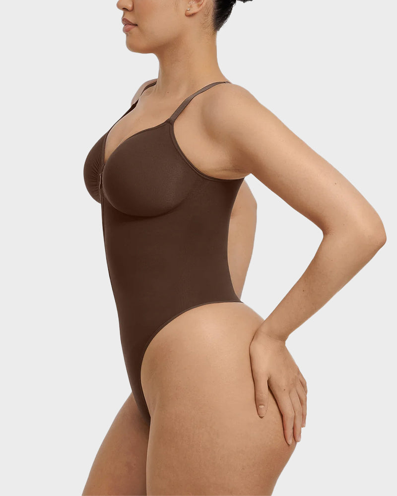 Seamless Zipper Front Thong Bodysuit: Sculpting, Breathable, All-Day Comfort Shapewear