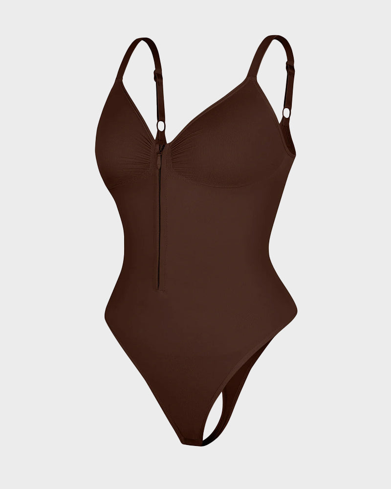 Seamless Zipper Front Thong Bodysuit: Sculpting, Breathable, All-Day Comfort Shapewear