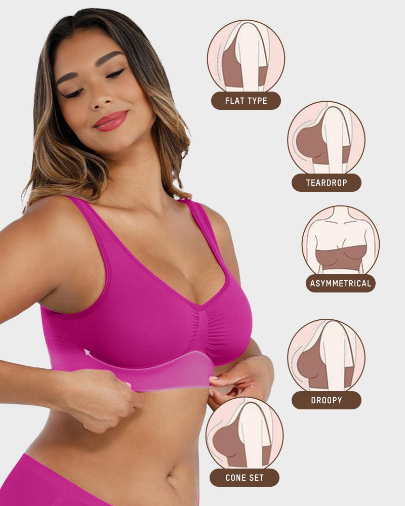 SheCurve Seamless Comfort Wireless Sports Bra with Removable Pads & Wide Straps