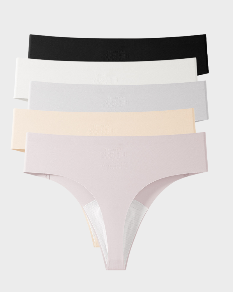 5-Pack Seamless Invisible Cotton Comfort Thongs for Everyday Wear