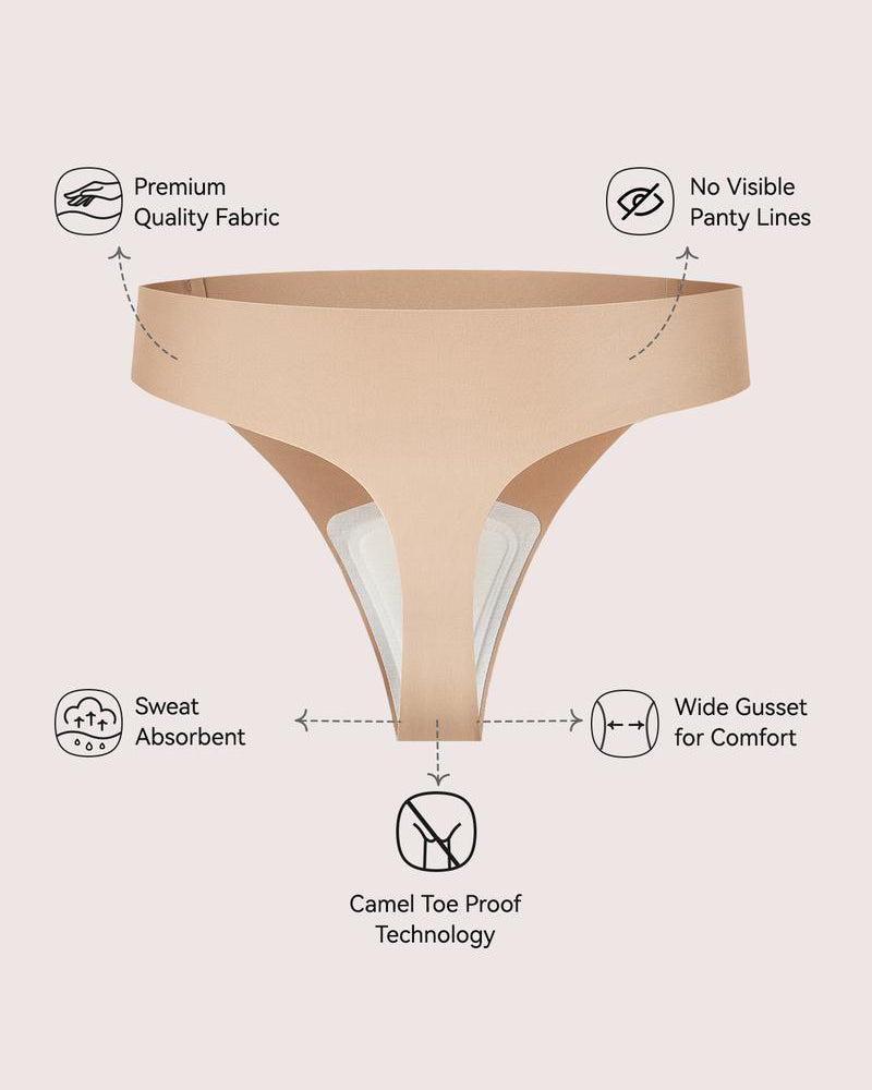 5-Pack Seamless Invisible Cotton Comfort Thongs for Everyday Wear
