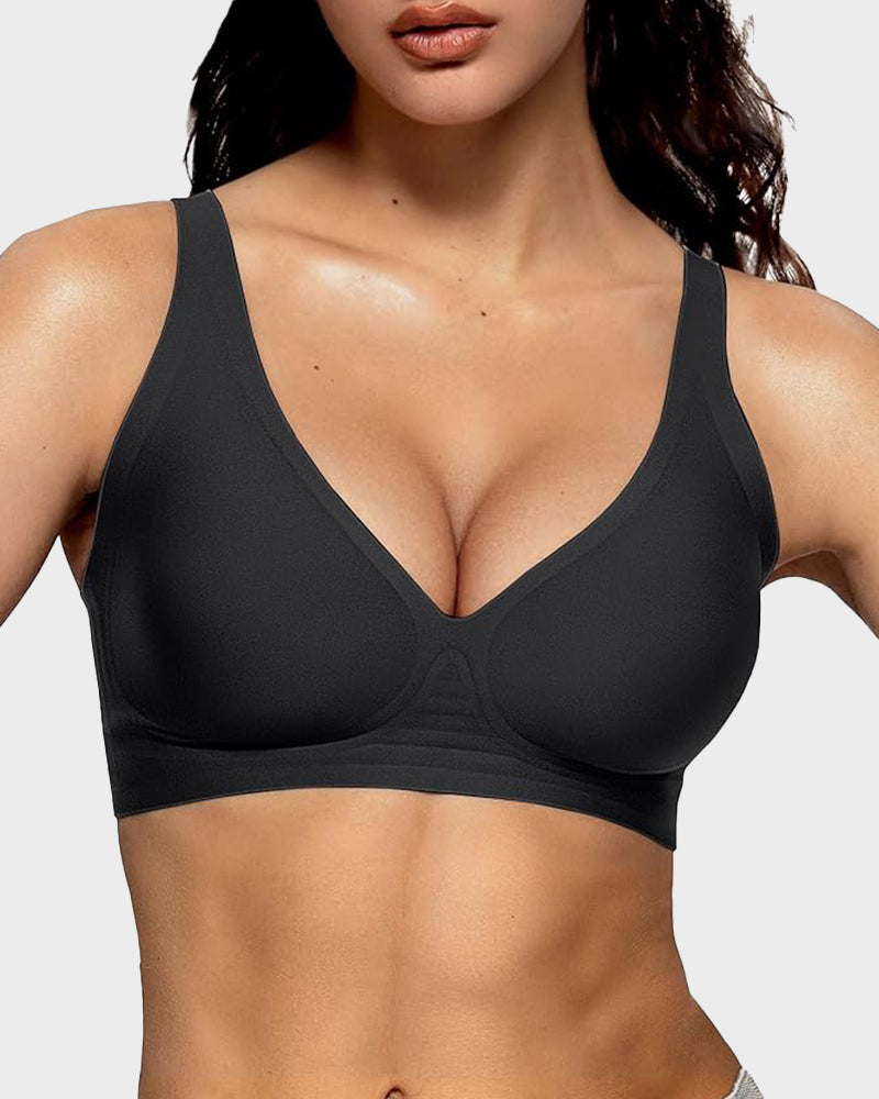 Comfortable Seamless Deep V Wireless Push-Up Bra for Ultimate Support