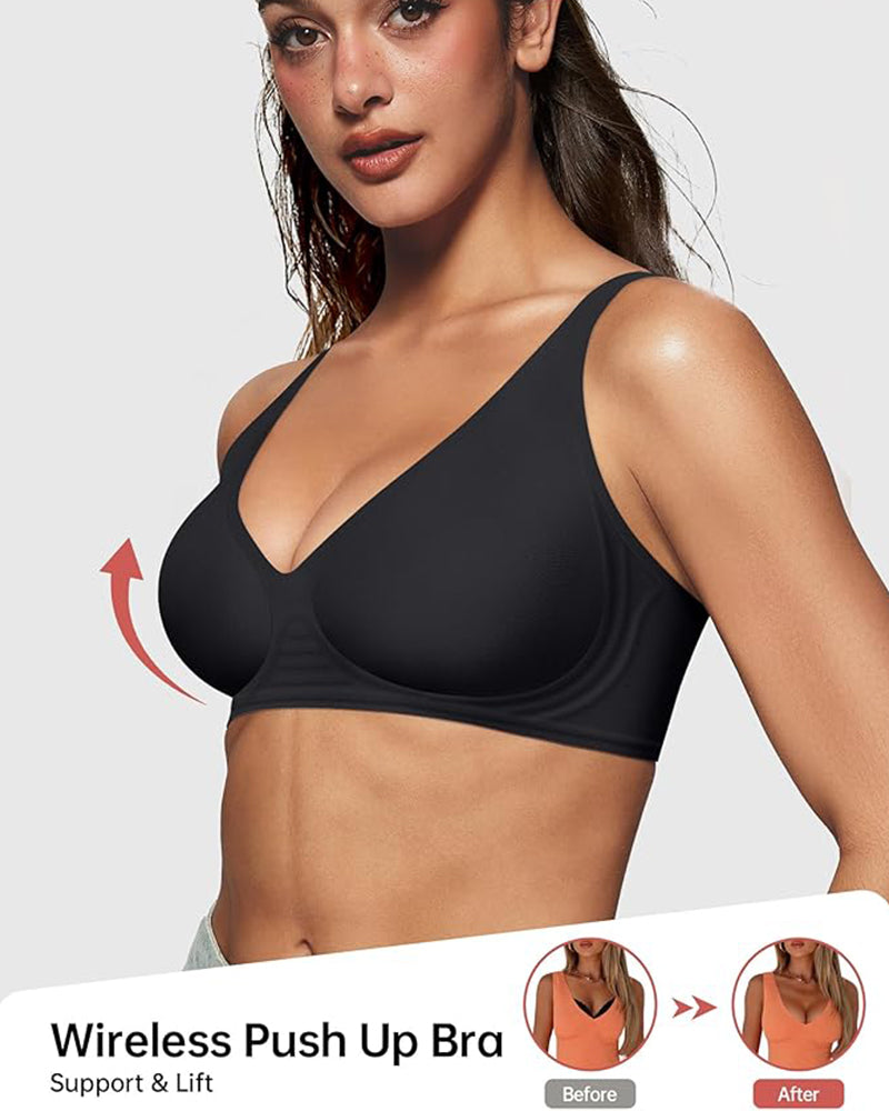 Comfortable Seamless Deep V Wireless Push-Up Bra for Ultimate Support
