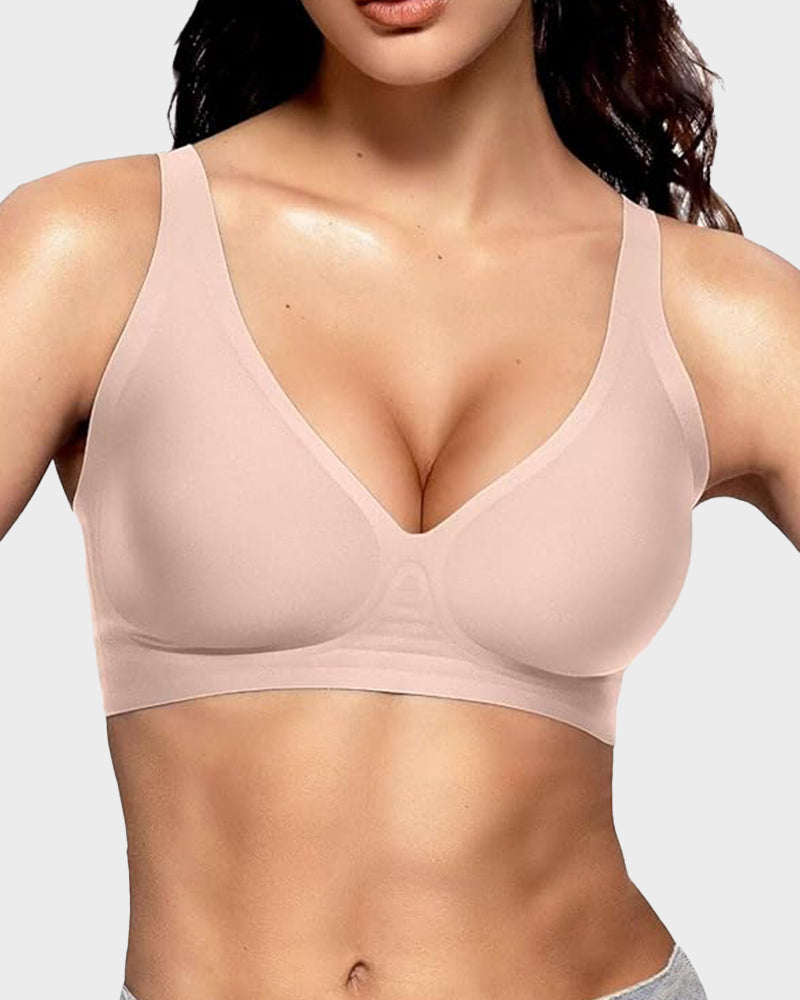 Comfortable Seamless Deep V Wireless Push-Up Bra for Ultimate Support