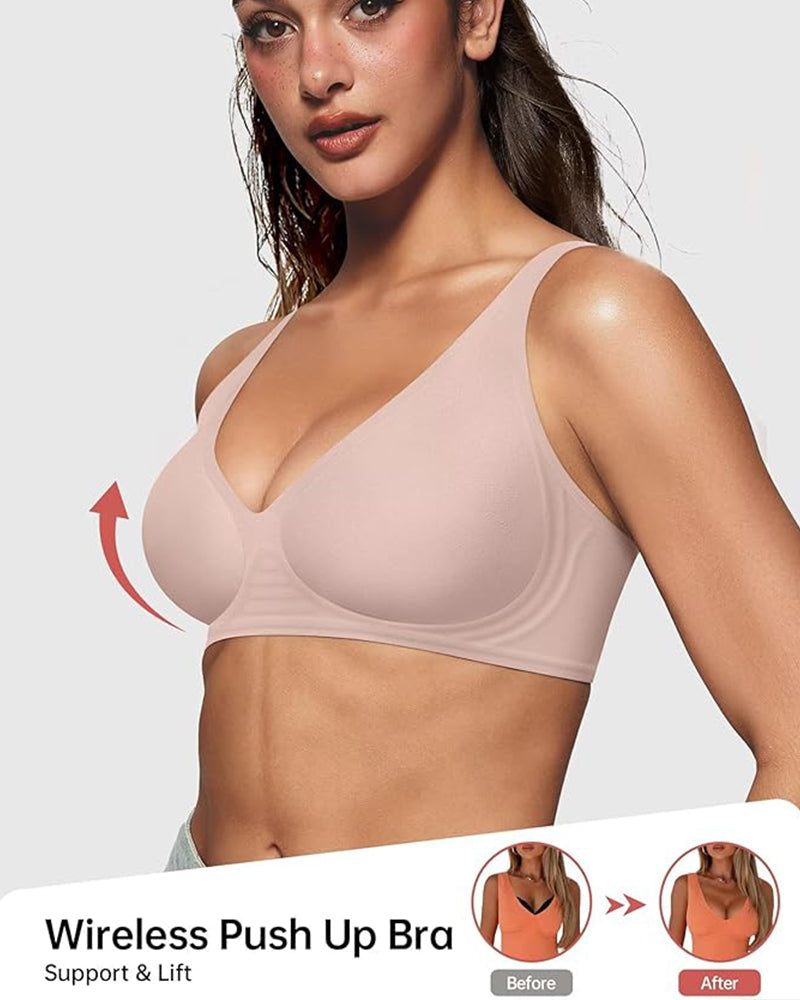Comfortable Seamless Deep V Wireless Push-Up Bra for Ultimate Support