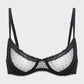 Elegant Sheer Lace Balconette Bra with Dotted Mesh & Underwire Support