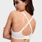 Elegant Sheer Lace Balconette Bra with Dotted Mesh & Underwire Support
