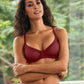 Elegant Sheer Lace Balconette Bra with Dotted Mesh & Underwire Support