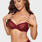 Elegant Sheer Lace Balconette Bra with Dotted Mesh & Underwire Support