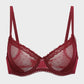 Elegant Sheer Lace Balconette Bra with Dotted Mesh & Underwire Support