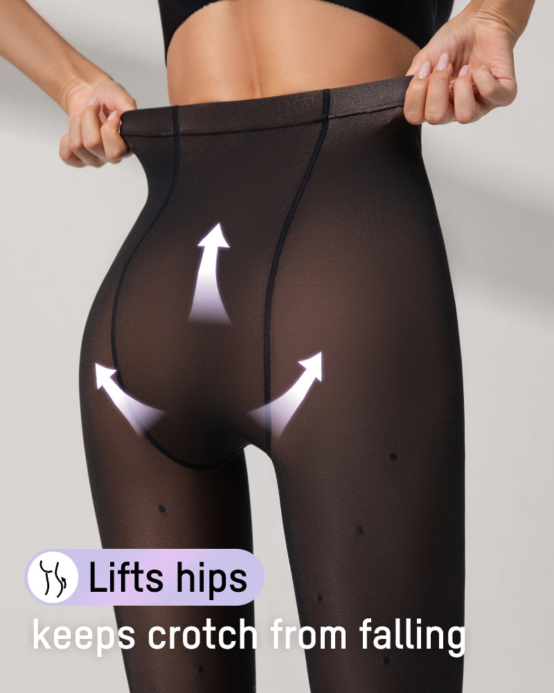 Chic Semi-Sheer Black Polka Dot High-Waist Tights for Elegant Everyday Style