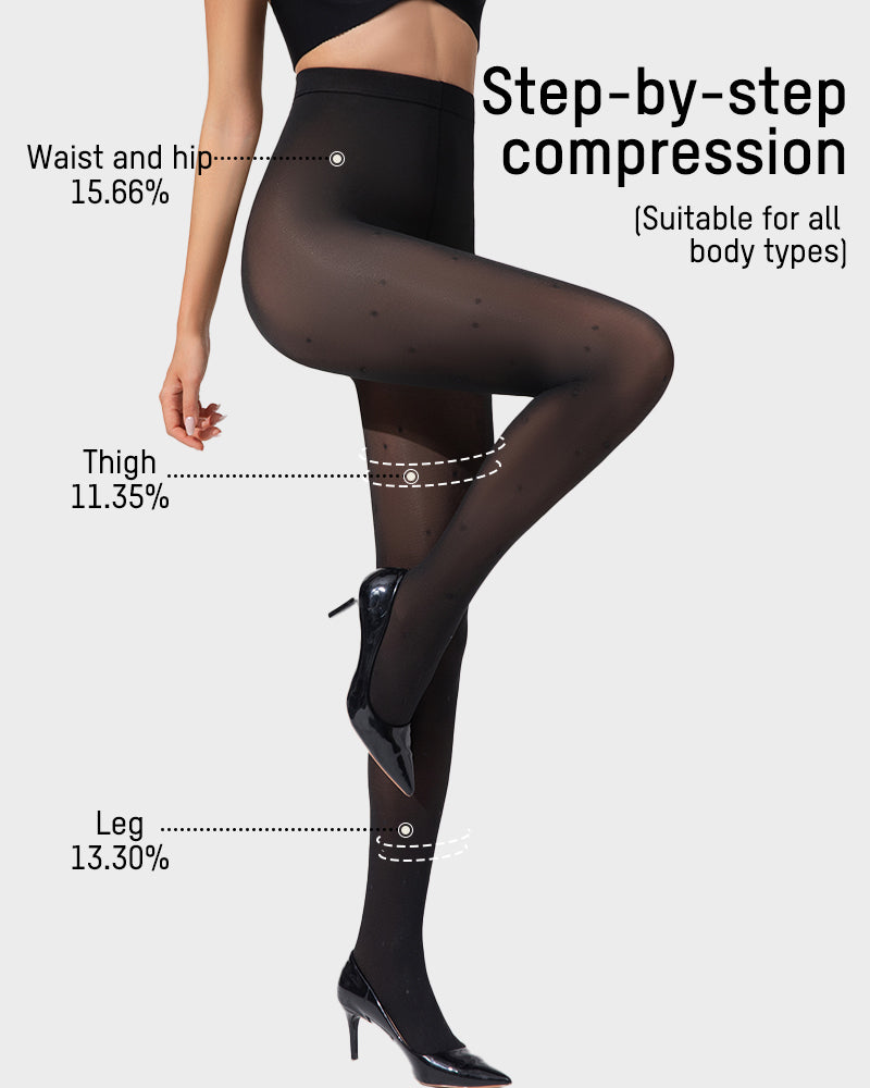 Chic Semi-Sheer Black Polka Dot High-Waist Tights for Elegant Everyday Style