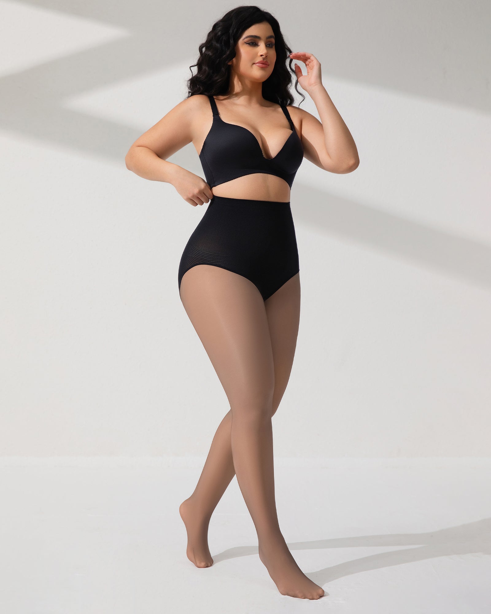Luxurious Semi-Sheer High-Waist Shaping Tights: Thin, Fleece-Lined, Comfortable, & Stylish