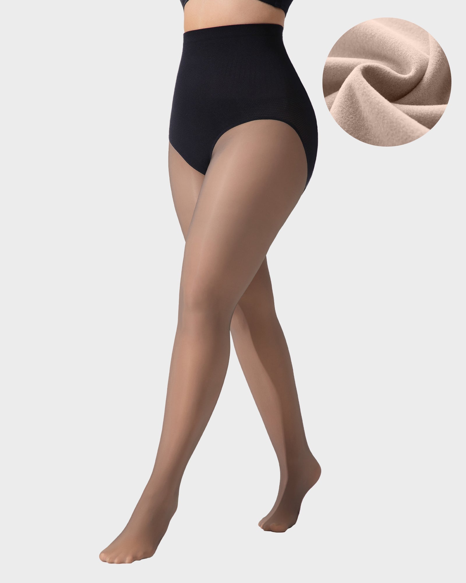 Luxurious Semi-Sheer High-Waist Shaping Tights: Thin, Fleece-Lined, Comfortable, & Stylish