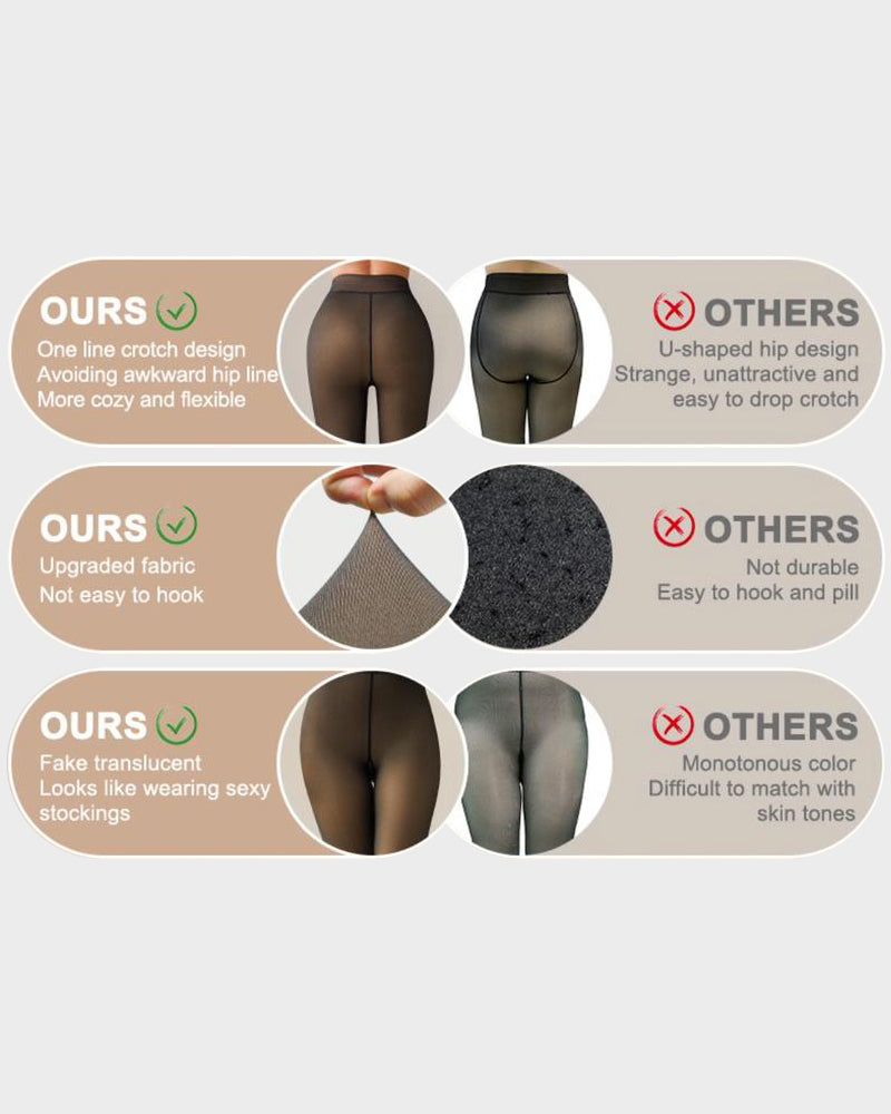 Warm Fleece-Lined Tights: Faux Sheer, Slimming, Single Seam Winter Hosiery