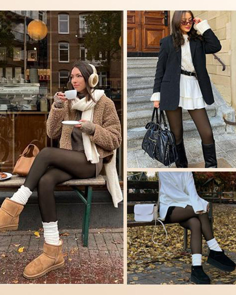 Warm Fleece-Lined Tights: Faux Sheer, Slimming, Single Seam Winter Hosiery