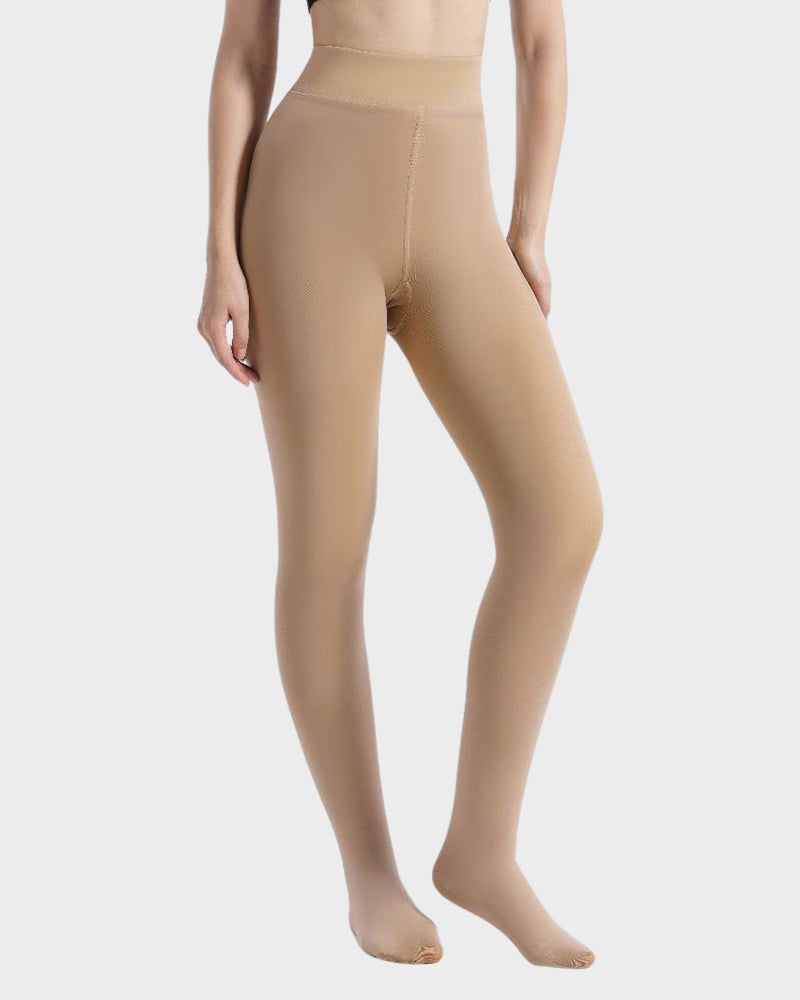 Warm Fleece-Lined Tights: Faux Sheer, Slimming, Single Seam Winter Hosiery