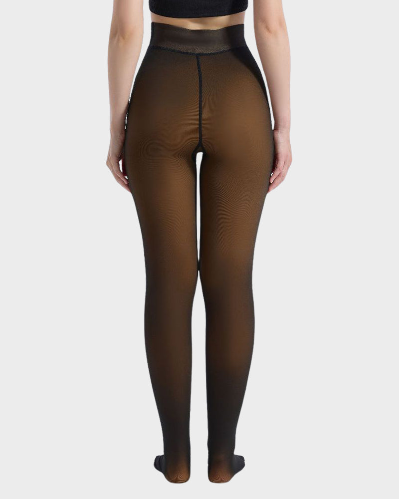 Warm Fleece-Lined Tights: Faux Sheer, Slimming, Single Seam Winter Hosiery