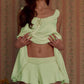 Chic Backless Princess Neck A-Line Top & Mini Shorts Set Chiffon