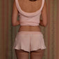 Chic Backless Princess Neck A-Line Top & Mini Shorts Set Chiffon