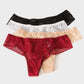 Delicate Floral Lace Cut-Out Thong Panties Set - Comfortable 4-Pack Lingerie