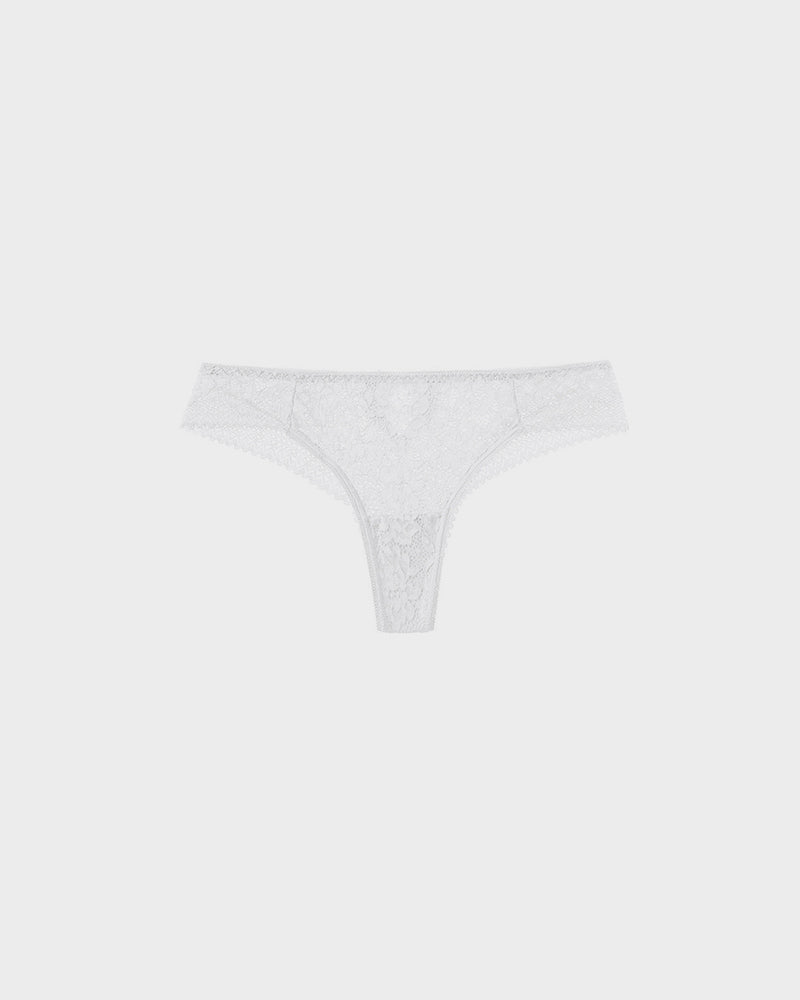 Delicate Floral Lace Cut-Out Thong Panties Set - Comfortable 4-Pack Lingerie