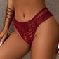 Delicate Floral Lace Cut-Out Thong Panties Set - Comfortable 4-Pack Lingerie