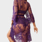 Romantic Sheer Floral Lace 3-Piece Lingerie Kimono Robe Sleepwear Set