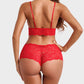 Romantic Sheer Floral Lace 3-Piece Lingerie Kimono Robe Sleepwear Set