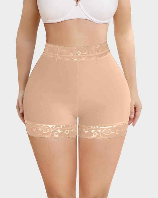 High-Waisted Sculpting Lace Shapewear Shorts for Tummy Control and Butt Lift
