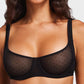 Sheer Dot Mesh Balconette Bra for Natural Lift & Comfortable Support