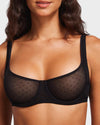 Sheer Dot Mesh Balconette Bra for Natural Lift & Comfortable Support