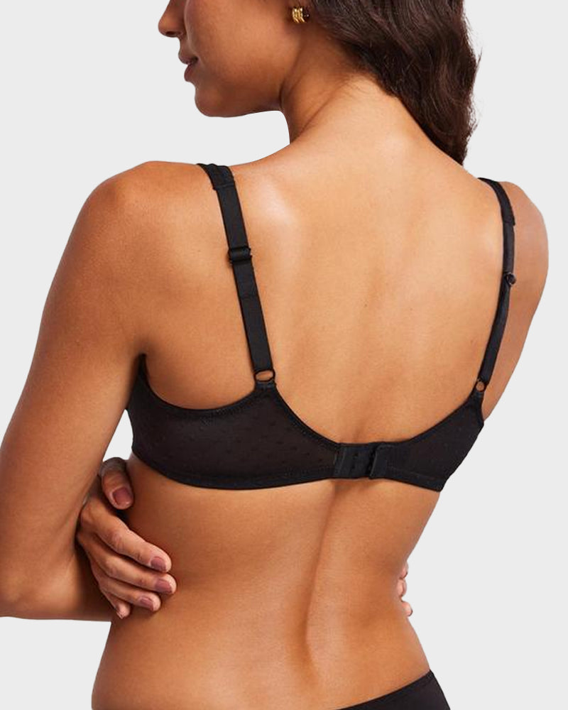 Sheer Dot Mesh Balconette Bra for Natural Lift & Comfortable Support
