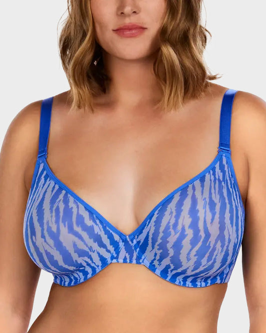 Chic Sheer Zebra Mesh Unlined Underwire Bra for Daring Everyday Style