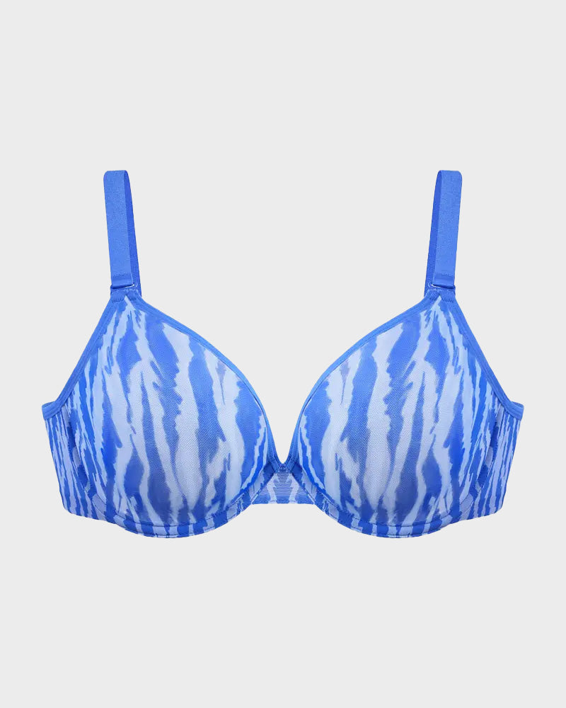 Chic Sheer Zebra Mesh Unlined Underwire Bra for Daring Everyday Style