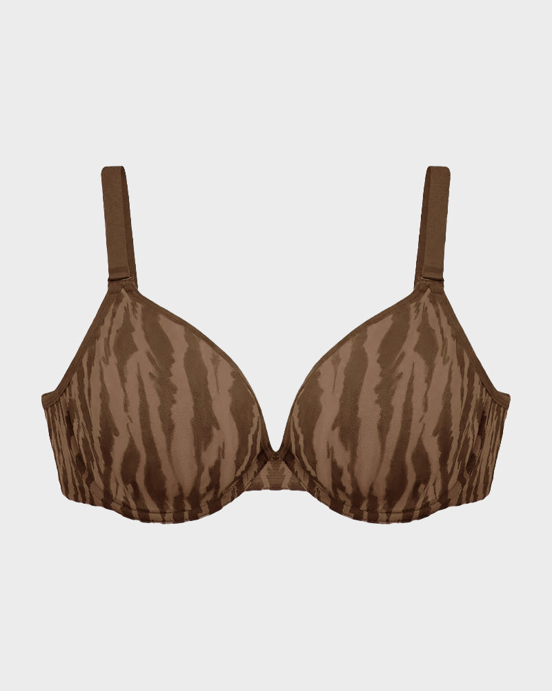Chic Sheer Zebra Mesh Unlined Underwire Bra for Daring Everyday Style