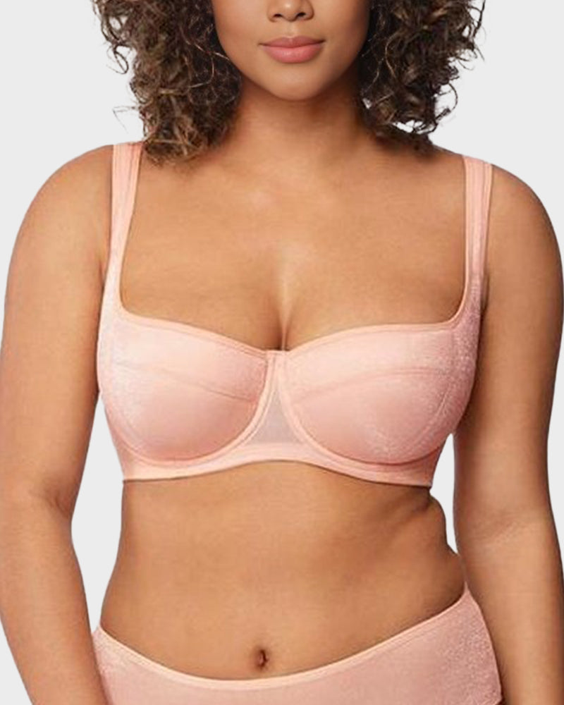 Shimmer Lightly Padded Balconette Bra, Comfortable Underwire Everyday Support for Women