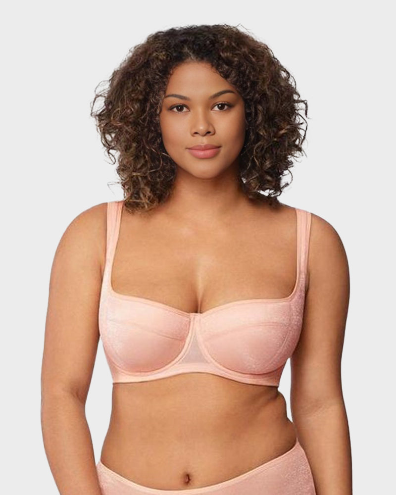 Shimmer Lightly Padded Balconette Bra, Comfortable Underwire Everyday Support for Women