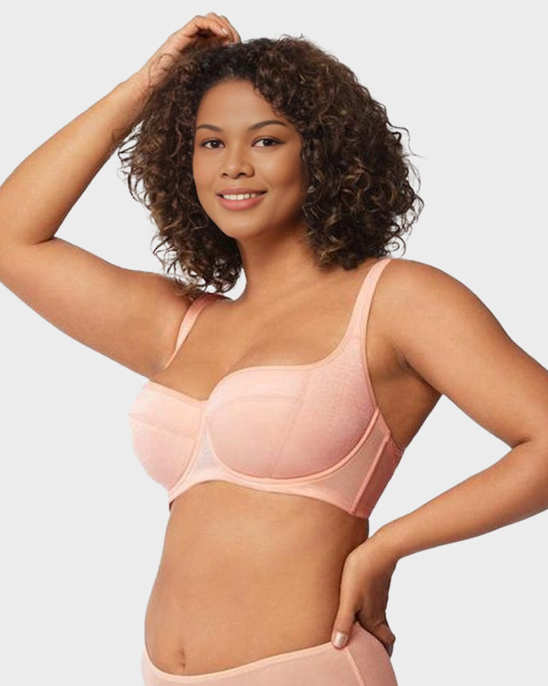 Shimmer Lightly Padded Balconette Bra, Comfortable Underwire Everyday Support for Women