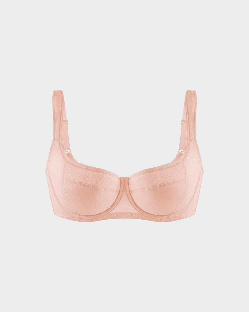 Shimmer Lightly Padded Balconette Bra, Comfortable Underwire Everyday Support for Women
