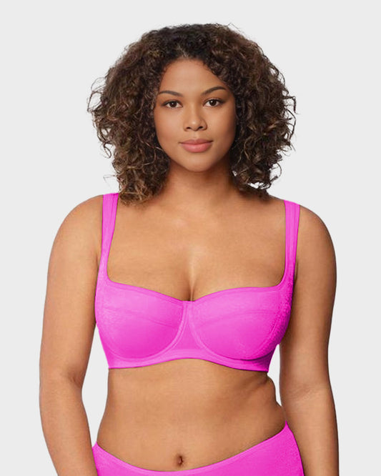 Shimmer Lightly Padded Balconette Bra, Comfortable Underwire Everyday Support for Women