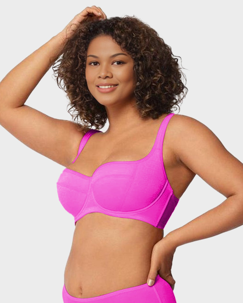 Shimmer Lightly Padded Balconette Bra, Comfortable Underwire Everyday Support for Women