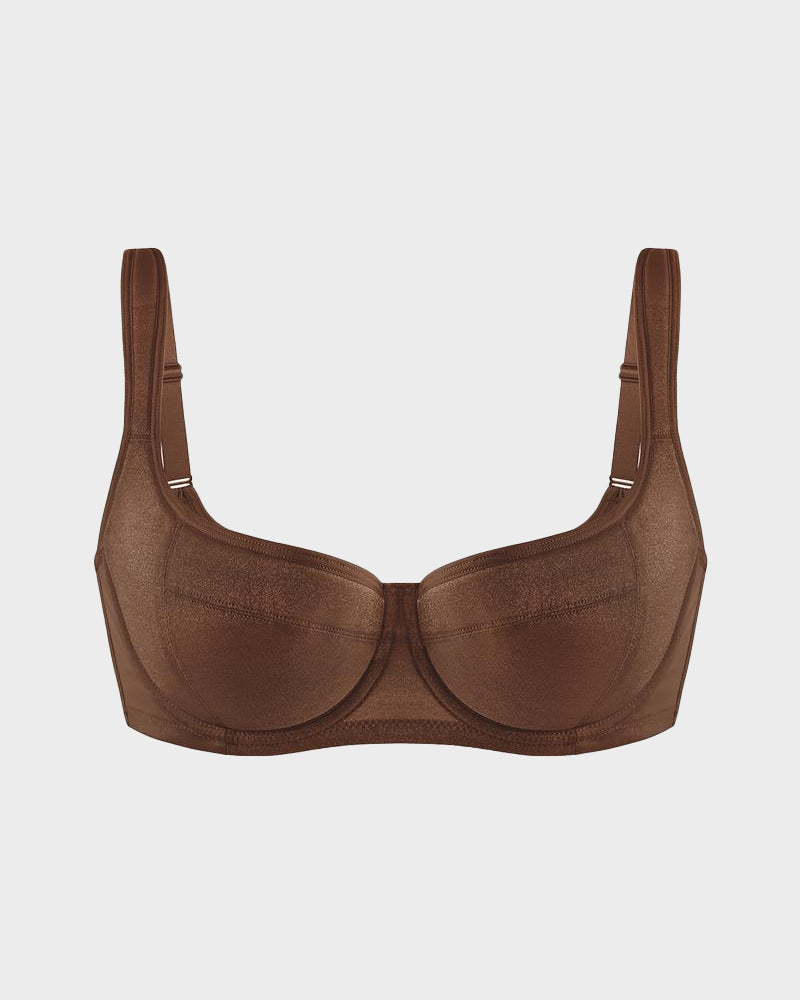 Shimmer Lightly Padded Balconette Bra, Comfortable Underwire Everyday Support for Women