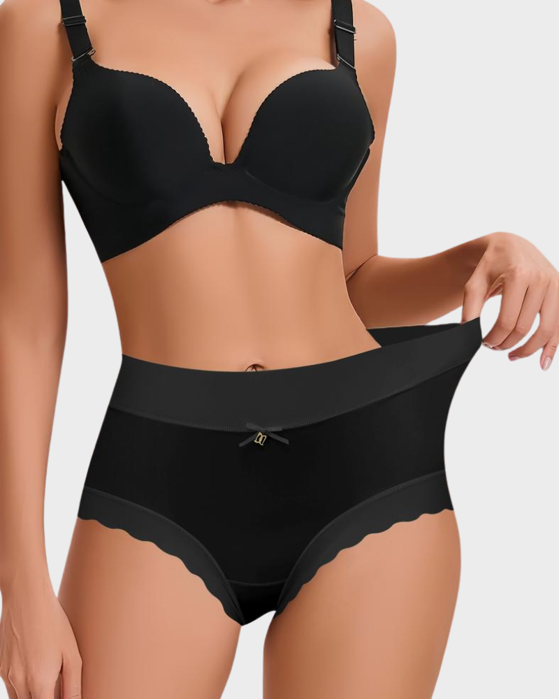 Silky High-Waist Seamless Scalloped Briefs 6-Pack - Breathable Comfort Underwear